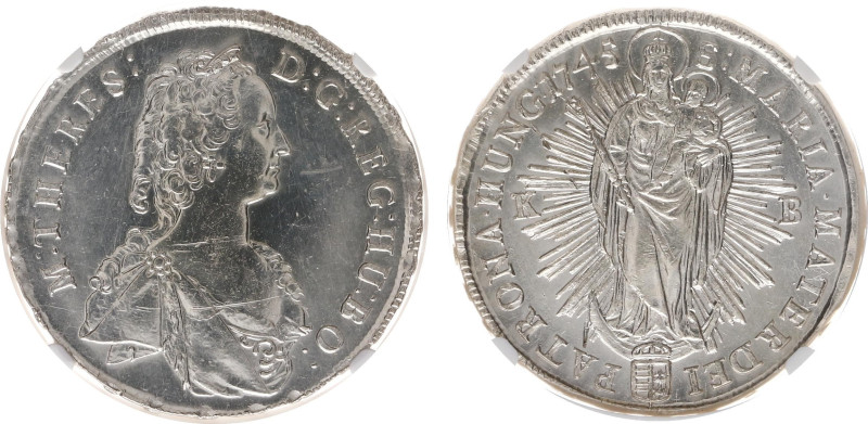 Hungary - Maria Theresia (1740-1780) - Taler 1745-KB, Kremnitz (KM337.1, Husz.16...