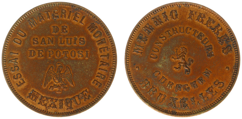 Mexico - Tokens - Brass 8 Reales Essai nd. (1885) by the Belgian firm Mennig Frè...