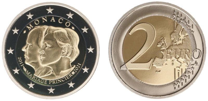 Monaco - Albert II (2005- ) - 2 Euro 2021 - 10th Anniversary Wedding Albert II a...