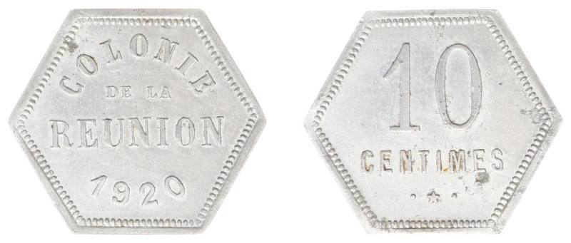 Réunion - 10 Centimes 1920 - Bank token (KM Tn2, Lec.48) - Obv: Inscription and ...