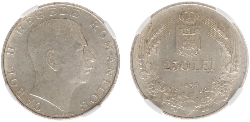 Romania - Carol II (1930-1940) - 250 Lei 1939 - MUNCA edge (KM57, S/S104) - Obv:...