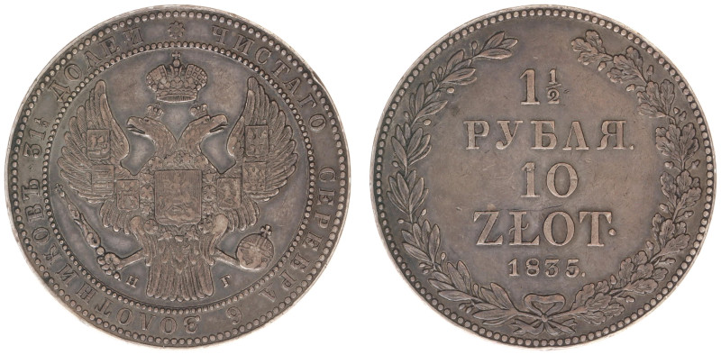 Russia - Nicholas I (1825-1855) - Coins struck for Poland - 10 Zlotych 1½ Rouble...