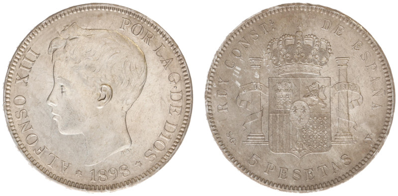 Spain - Alfonso XIII (1886-1931) - 5 Pesetas 1898 SG-V (KM707, Cayon17647, CCT27...