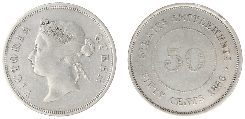 Straits Settlements - Victoria (1867-1901) - 50 Cents 1886 (KM13, Pr.13, SS27) -...