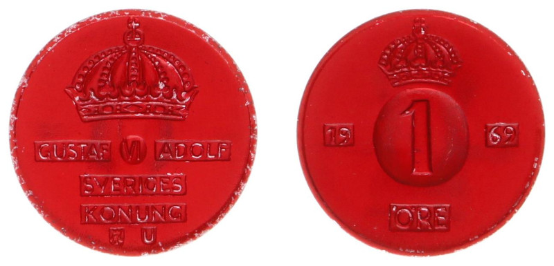 Sweden - Gustav VI (1950-1973) - Ore 1969 - Trial strike in red anodized aluminu...