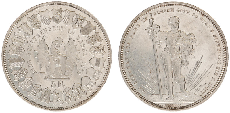 Switzerland - Shooting Talers (1842-1885) - Basel - 5 Francs 1879 (KM S14, Richt...