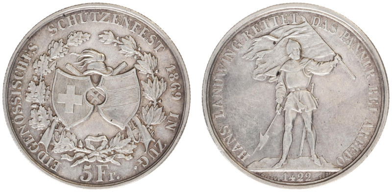 Switzerland - Shooting Thalers (1842-1885) - Zug - 5 Francs 1869 (KM X-S10, HMZ1...