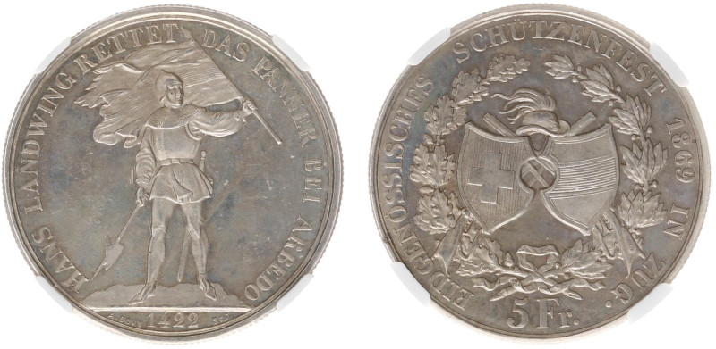 Switzerland - Shooting Thalers (1842-1885) - Zug - 5 Francs 1869 (KM X-S10, HMZ1...