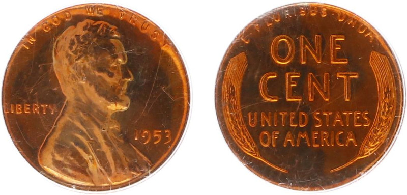 USA - Regular Coinage - Cent 1953 - Lincoln (KM A132) - Obv: Bust right / Rev: V...