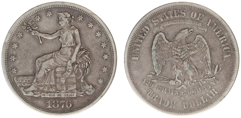 USA - Regular Coinage - Trade Dollar 1876-S (KM108) - Obv: Seated Liberty to lef...