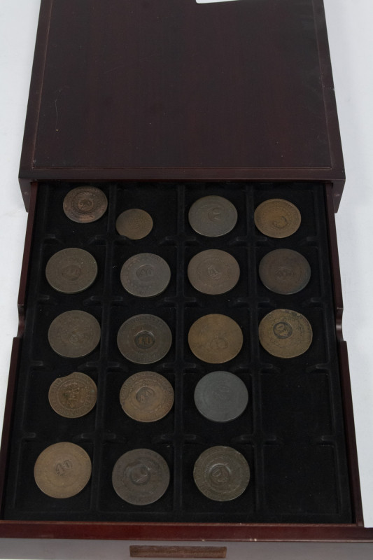 Coins world in boxes - Brazil - Box with 10, 20 & 40 Reis countermarked coinage,...