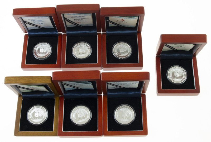 Coins world in boxes - China - Lot with all 7 commemorative silver 10 Yuan 2011 ...