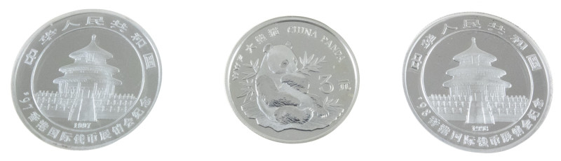 Coins world in boxes - China - Lot with China Panda silver 5 Yuan 1998 BU 'Hong ...