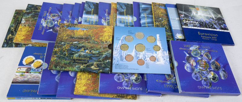 Coins world in boxes - Euro's - Box with Euro sets Finland , 1999-2003, approx. ...