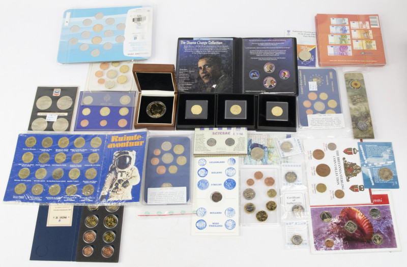 Coins world in boxes - World coins - Nice lot with World coins, many Euro sets a...