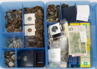 Coins world in big boxes - cannot be shipped - Kilos - Box with World Coins in 2 custom coin cases with Netherland modern coins, modern medals, some e...