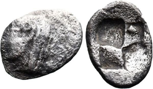 Greek
IONIA. Kolophon. (6th century BC).
AR Tetartemorion (6mm 0.13g)