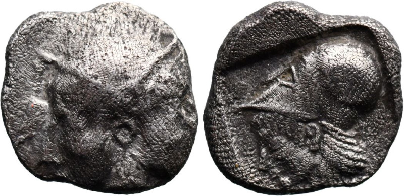 Greek
MYSIA. Lampsakos. (Circa 500-450 BC).
AR Diobol (10.5mm 1.14g)