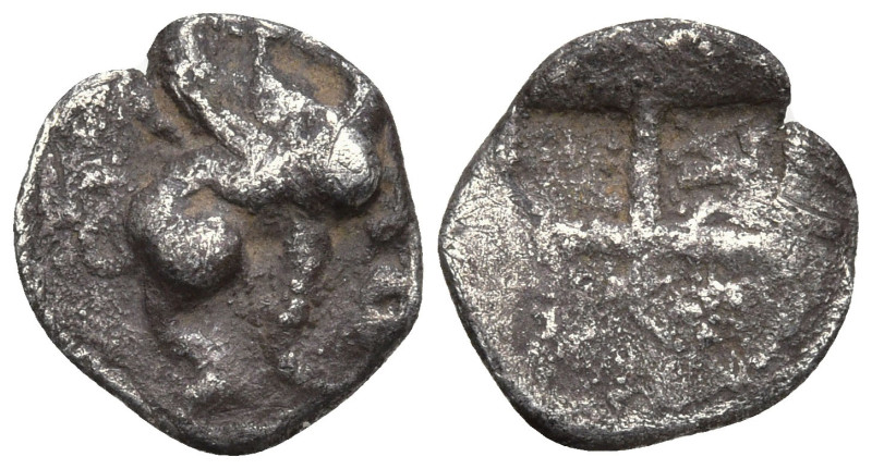 Greek
IONIA. Teos. (Circa 460-420 BC).
AR Hemiobol (8.5mm 0.27g)