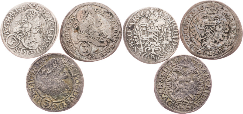 Leopold I., 3 Kreuzer 1665?, 1670, 1693 Austria-Hungary, Leopold I., 3 Kreuzer 1...