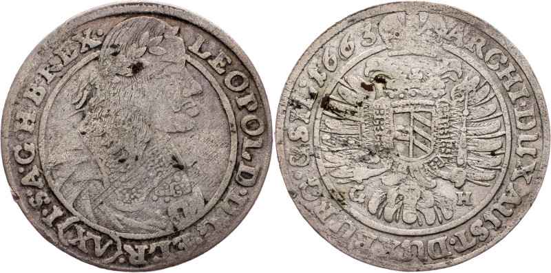 Leopold I., 15 Kreuzer 1663, Breslau Austria-Hungary, Leopold I., 15 Kreuzer 166...