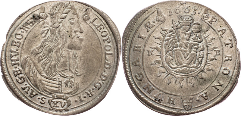 Leopold I., 15 Kreuzer 1663, KB, Kremnitz Austria-Hungary, Leopold I., 15 Kreuze...