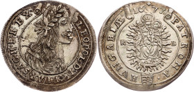 Leopold I., 15 Kreuzer 1677, KB, Kremnitz