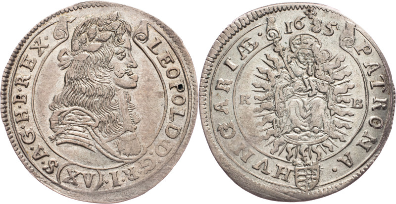 Leopold I., 15 Kreuzer 1685, KB, Kremnitz Austria-Hungary, Leopold I., 15 Kreuze...