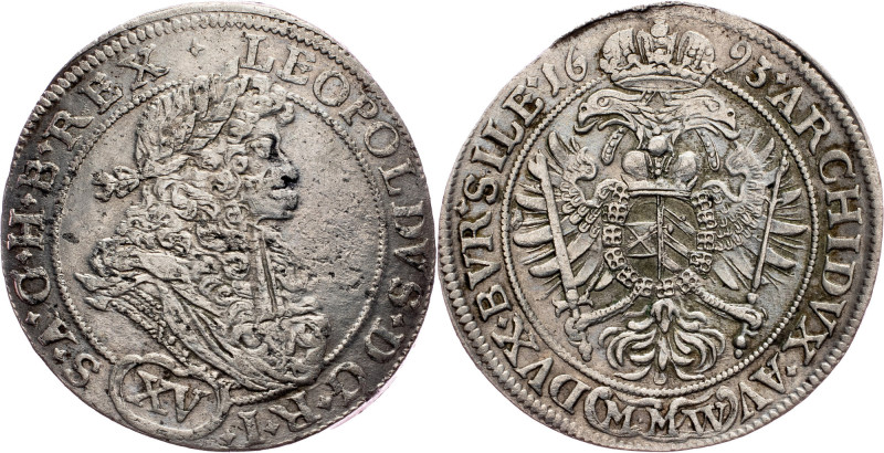 Leopold I., 15 Kreuzer 1693, Breslau Austria-Hungary, Leopold I., 15 Kreuzer 169...