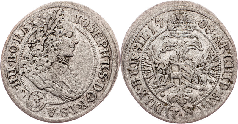 Joseph I., 3 Kreuzer 1708, FN, Oppeln Austria-Hungary, Joseph I., 3 Kreuzer 1708...