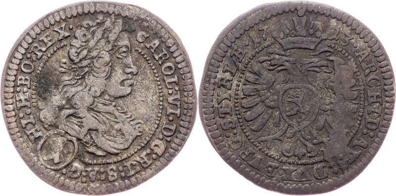 Charles VI., 1 Kreuzer 1713, Graz Austria-Hungary, Charles VI., 1 Kreuzer 1713, ...