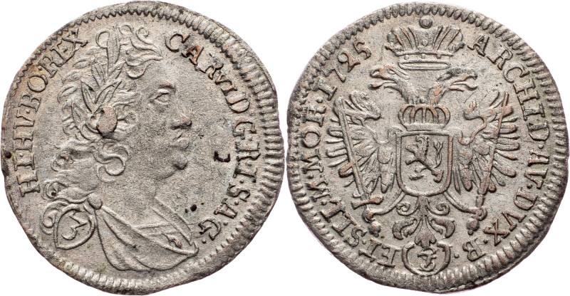 Charles VI., 3 Kreuzer 1725, Prague Austria-Hungary, Charles VI., 3 Kreuzer 1725...