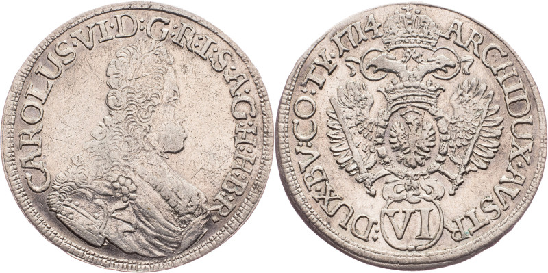 Charles VI., 6 Kreuzer 1714, Hall Austria-Hungary, Charles VI., 6 Kreuzer 1714, ...