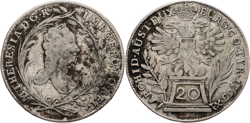 Maria Theresia, 20 Kreuzer 1763, Vienna Austria-Hungary, Maria Theresia, 20 Kreu...