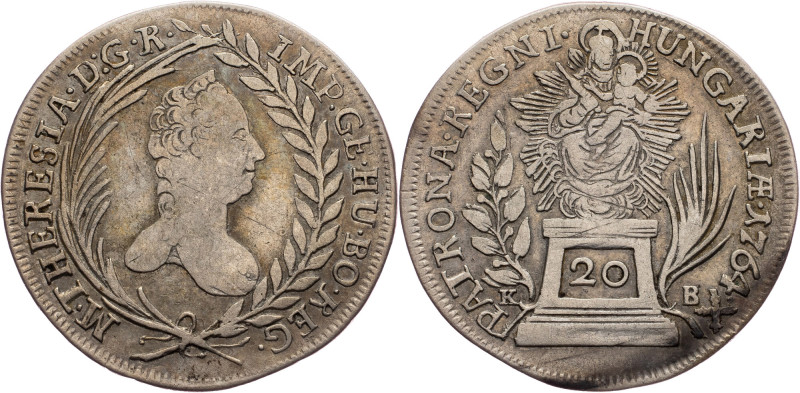 Maria Theresia, 20 Kreuzer 1764, KB, Kremnitz Austria-Hungary, Maria Theresia, 2...