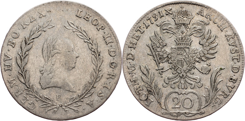 Leopold II., 20 Kreuzer 1791, F Austria-Hungary, Leopold II., 20 Kreuzer 1791, F...