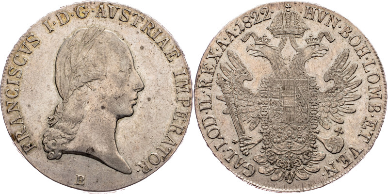 Franz I. (II.), 1 Thaler 1822, B, Kremnitz Austria-Hungary, Franz I. (II.), 1 Th...