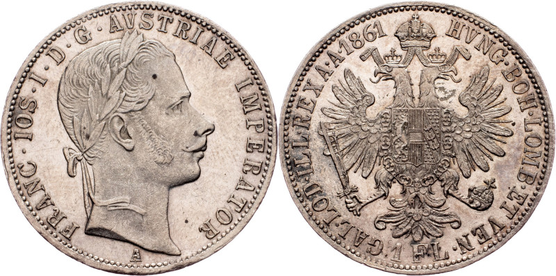 Franz Joseph I., 1 Gulden 1861, A, Vienna Austria-Hungary, Franz Joseph I., 1 Gu...