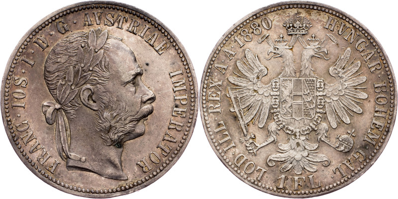 Franz Joseph I., 1 Gulden 1880, Vienna Austria-Hungary, Franz Joseph I., 1 Gulde...