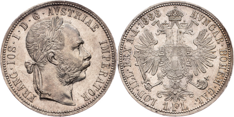 Franz Joseph I., 1 Gulden 1888, Vienna Austria-Hungary, Franz Joseph I., 1 Gulde...