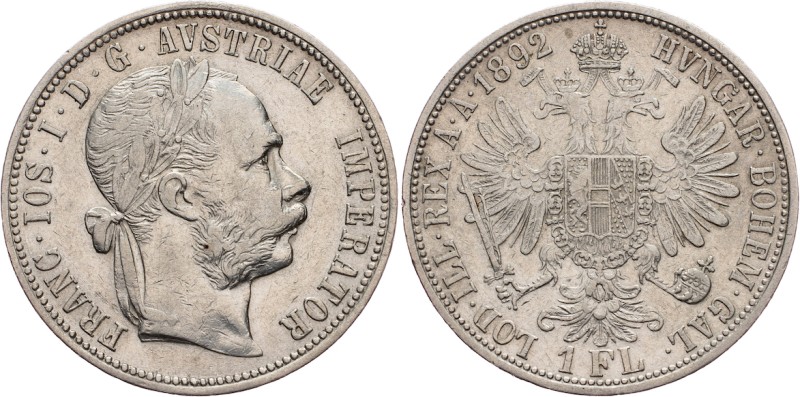 Franz Joseph I., 1 Gulden 1892, Vienna Austria-Hungary, Franz Joseph I., 1 Gulde...