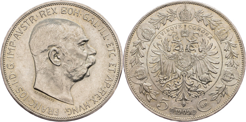 Franz Joseph I., 5 Krone 1909, Vienna Austria-Hungary, Franz Joseph I., 5 Krone ...