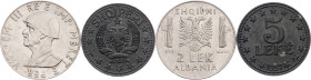 Victor Emanuel III, 2 Lek, 5 Leke 1939, 1957, Rome,Belgrade