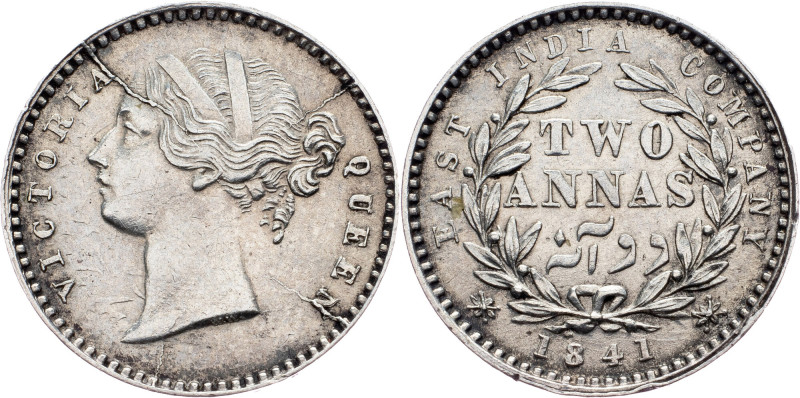 Victoria, 2 Annas 1841 British India, Victoria, 2 Annas 1841, 1,447 g, Ag (917/1...