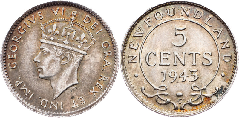 George VI, 5 Cents 1943, Ottawa Canada, George VI, 5 Cents 1943, Ottawa, 1,16 g,...