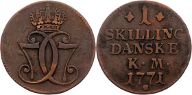 Christian VII, 1 Skilling Dansk 1771, Copenhagen