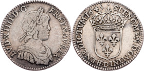 Louis XIV, 1/12 Ecu 1645, Lyon
