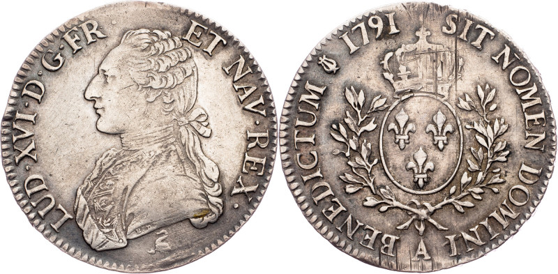 Louis XVI, 1 Ecu 1791, Paris France, Louis XVI, 1 Ecu 1791, Paris, 29,256 g, Ag ...