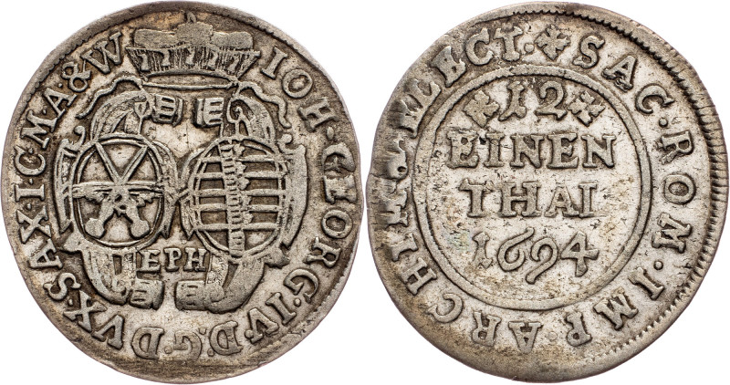 Hans Georg IV., 2 Groschen 1694, Leipzig Germany, Hans Georg IV., 2 Groschen 169...