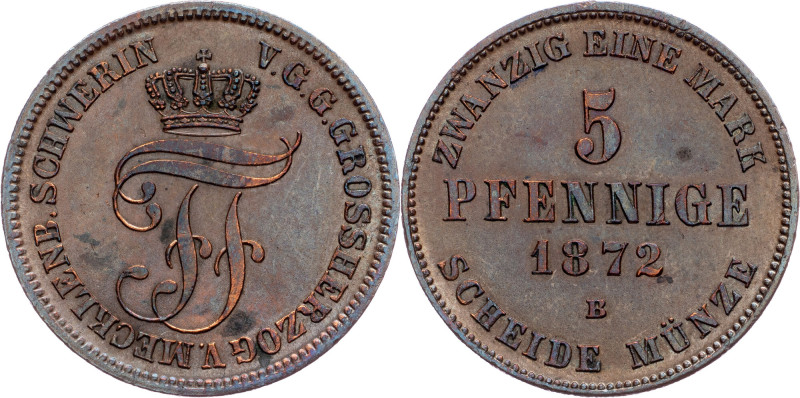 Friedrich Franz II, 5 Pfennig 1872, Dresden Germany, Friedrich Franz II, 5 Pfenn...